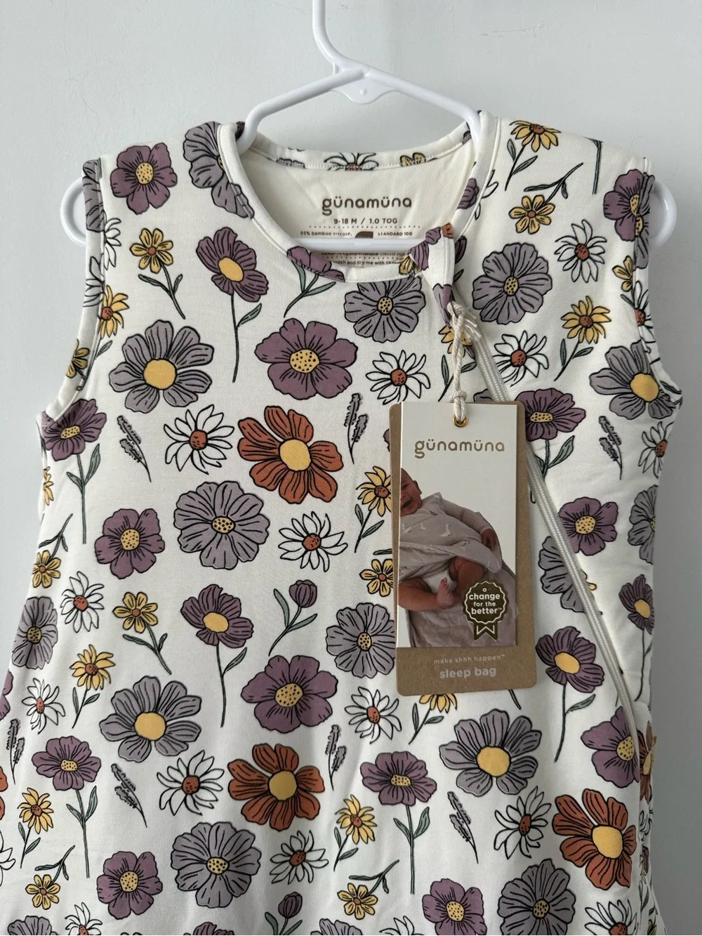 NWT günamüna Mauve white Floral Sleep‎ Bag sleep sack for Babies